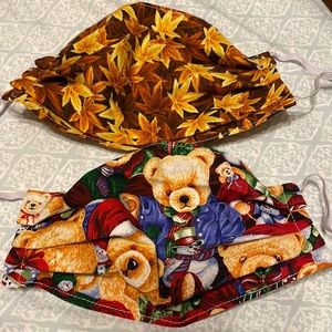 Cute patterns Fall and Christmas Bears Cotton Masks, brand new
